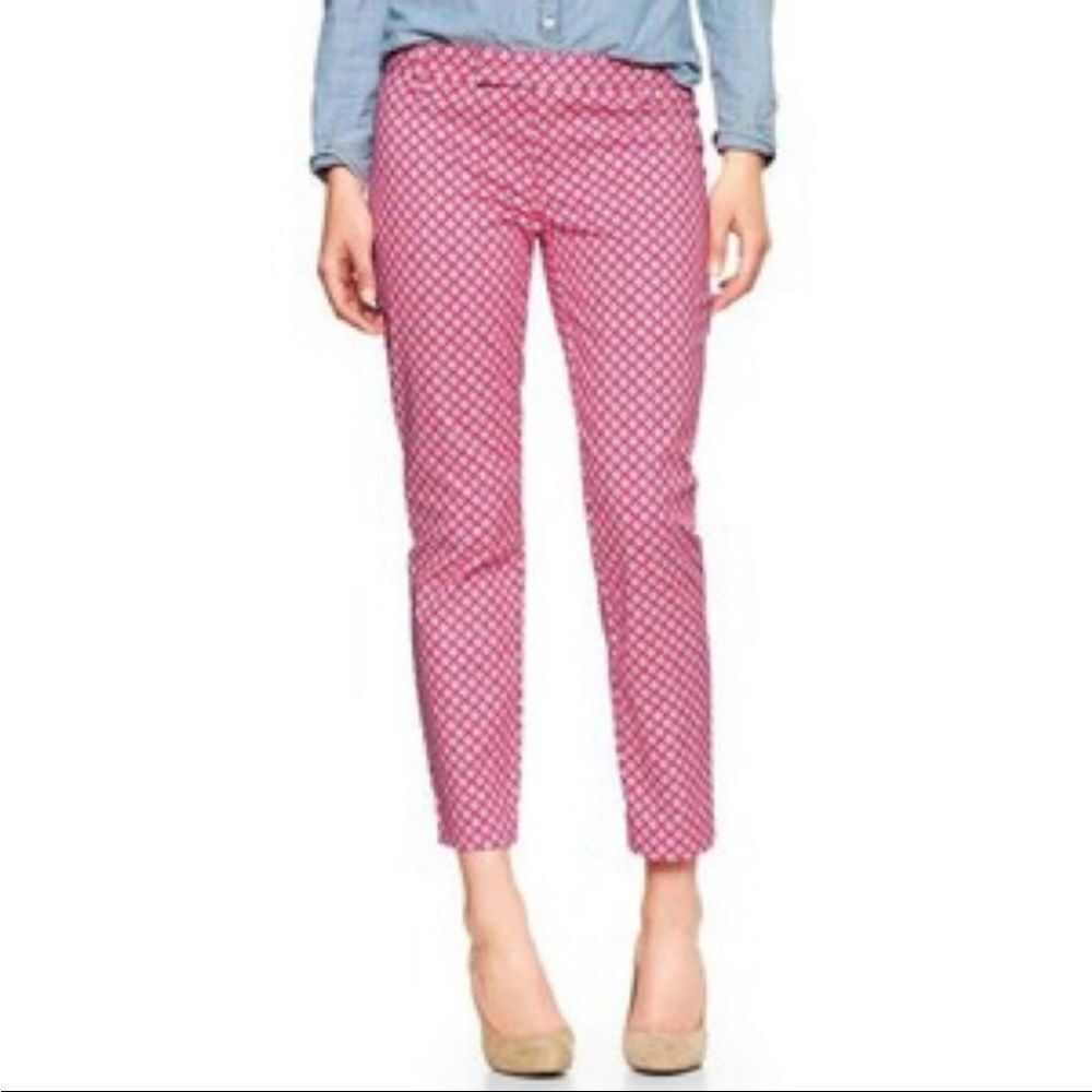 ☔️🔺️Gap Pink Lantern Print Slim Cropped Pants Size 6